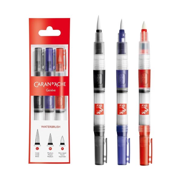 Caran d’Ache Water brush, pack of 3 (1 each of Ref 0115-201/202/203) hanging pack