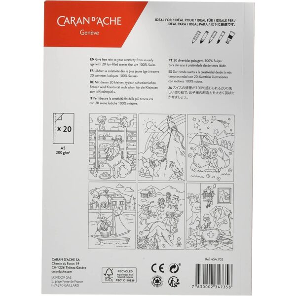 Caran d’Ache Swisscolor Colouring Book, A5 (200g/m2) 20 Assorted Illustrations