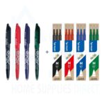 Pilot Frixion 4 Colour Set (4 Pack) + Each Refill Pack – Medium 0.7mm Erasable Ink Removes by Friction – Black, Red, Blue & Green