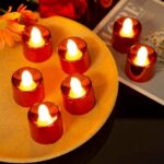 Metallic Red LED Tealight Candles – (3 Pack) for Christmas, Party & Festival Decor