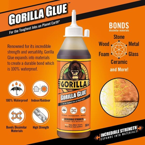 Original Gorilla Glue 115ml – Strong, Waterproof & Versatile Adhesive for Wood, Metal, Ceramic & More