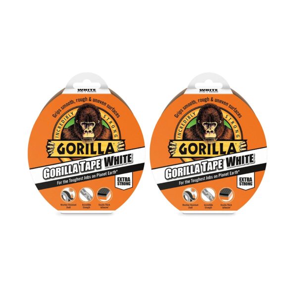 Gorilla Tape White 48mm x 27M – Heavy Duty, Weather-Resistant Duct Tape for Ultimate Holding Power