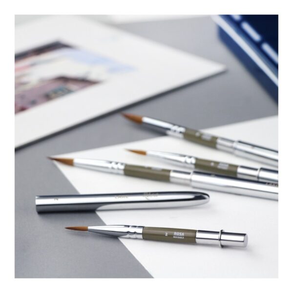 Rosa Gallery Lake 178 Travel Sable/Synthetic Size 2 Brush for Watercolour & Painting – Compact & Portable for Professional Artists